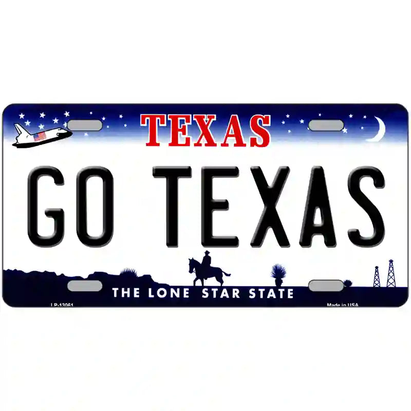 Go Texas Novelty Metal License Plate 24" x 12" (LLP)