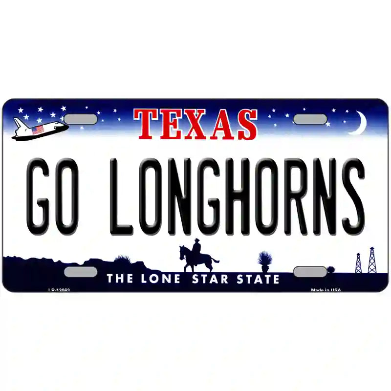 Go Longhorns Novelty Metal License Plate 24" x 12" (LLP)