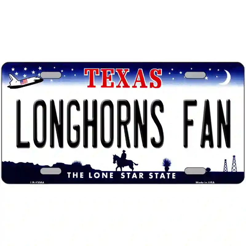 Longhorns Fan Novelty Metal License Plate 24" x 12" (LLP)