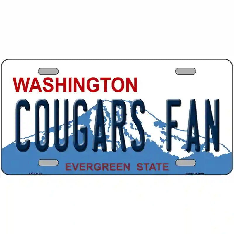 Washington Plate Cougars Fan Novelty Metal License Plate 24" x 12" (LLP)