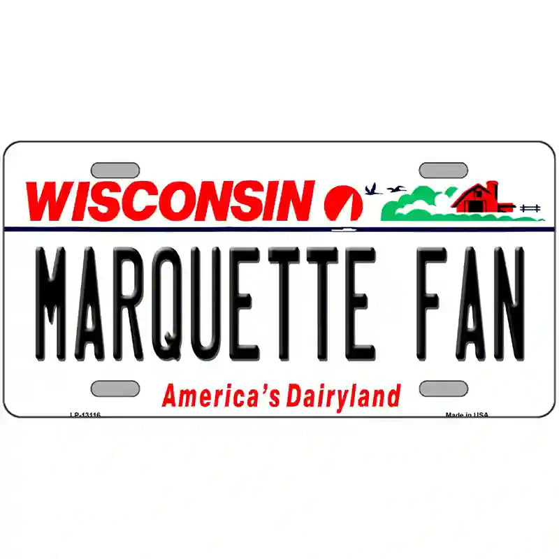 Marquette Fan Novelty Metal License Plate 24" x 12" (LLP)