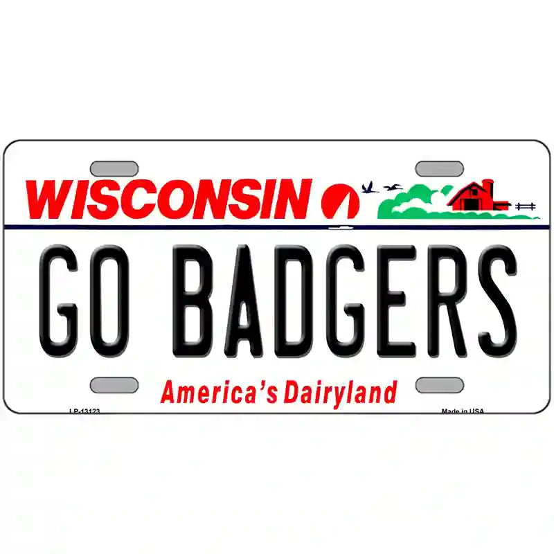 Go Badgers Novelty Metal License Plate 24" x 12" (LLP)