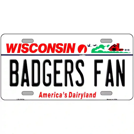 Badgers Fan Novelty Metal License Plate 24" x 12" (LLP)