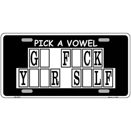 Pick A Vowel Novelty Metal License Plate 24" x 12" (LLP)