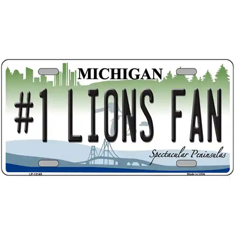 Number 1 Lions Fan Novelty Metal License Plate Tag 24" x 12" (LLP)