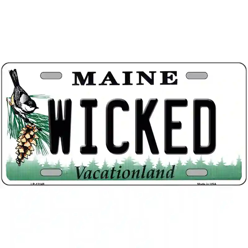 Wicked Maine Metal Novelty License Plate 24" x 12" (LLP)