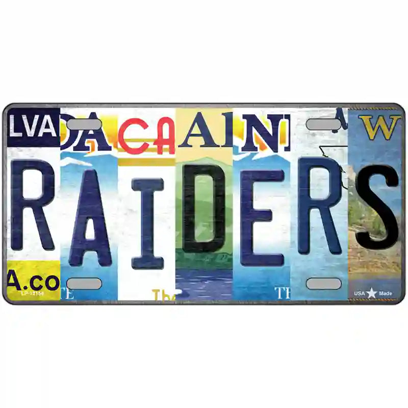 Raiders Strip Art Novelty Metal License Plate Tag 24" x 12" (LLP)