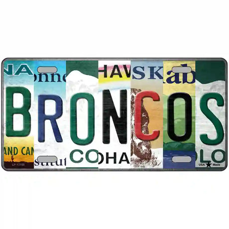 Broncos Strip Art Novelty Metal License Plate Tag 24" x 12" (LLP)