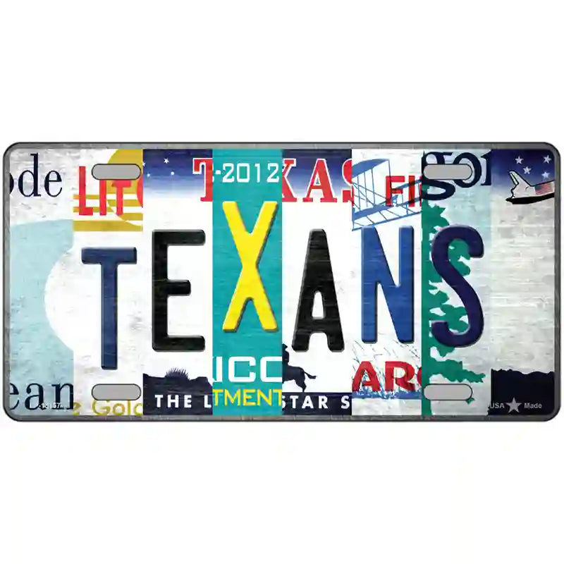 Texans Strip Art Novelty Metal License Plate Tag 24" x 12" (LLP)