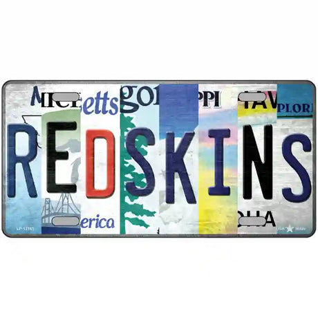 Redskins Strip Art Novelty Metal License Plate Tag 24" x 12" (LLP)