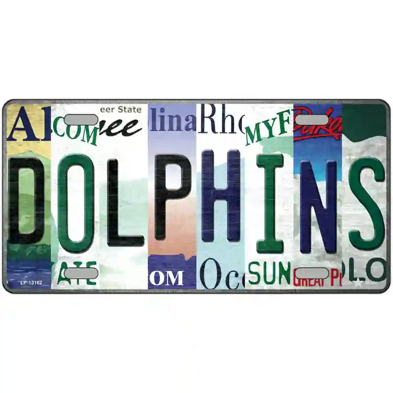 Dolphins Strip Art Novelty Metal License Plate Tag 24" x 12" (LLP)