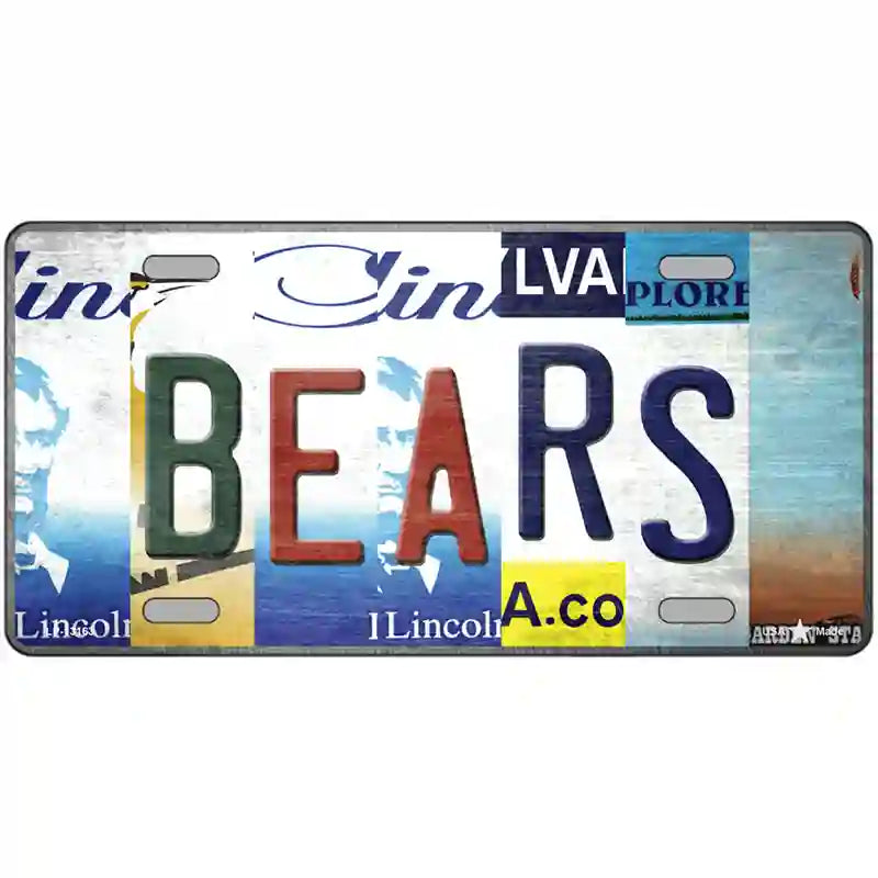 Bears Strip Art Novelty Metal License Plate Tag 24" x 12" (LLP)