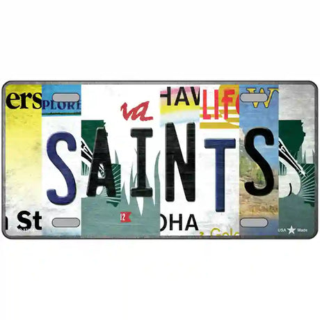 Saints Strip Art Novelty Metal License Plate Tag 24" x 12" (LLP)