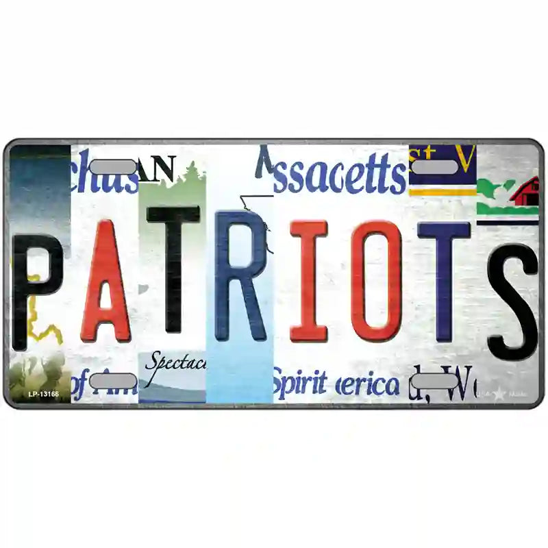 Patriots Strip Art Novelty Metal License Plate Tag 24" x 12" (LLP)