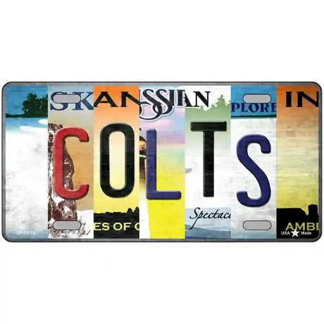 Colts Strip Art Novelty Metal License Plate Tag 24" x 12" (LLP)