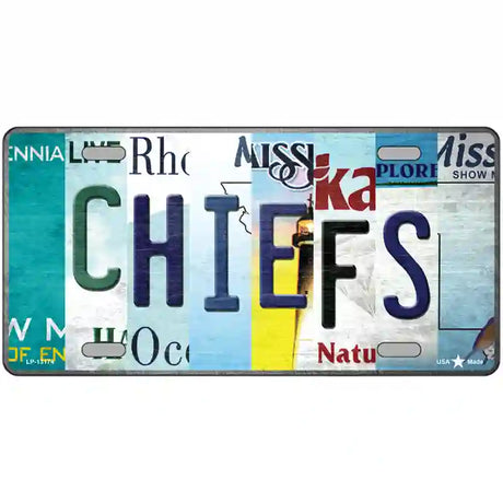 Chiefs Strip Art Novelty Metal License Plate Tag 24" x 12" (LLP)