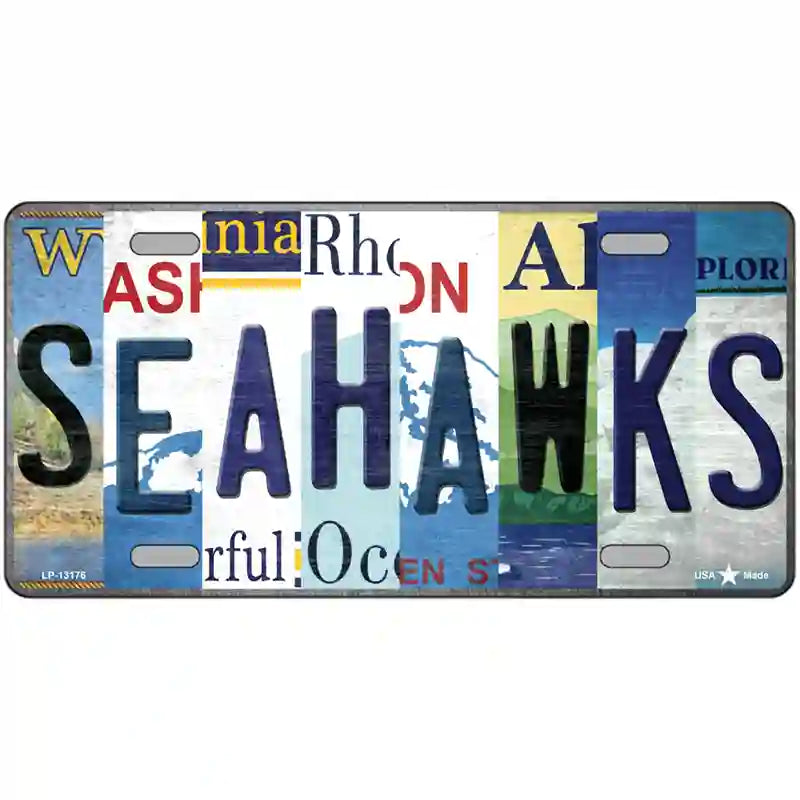 Seahawks Strip Art Novelty Metal License Plate Tag 24" x 12" (LLP)