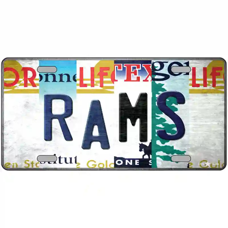 Rams Strip Art Novelty Metal License Plate Tag 24" x 12" (LLP)