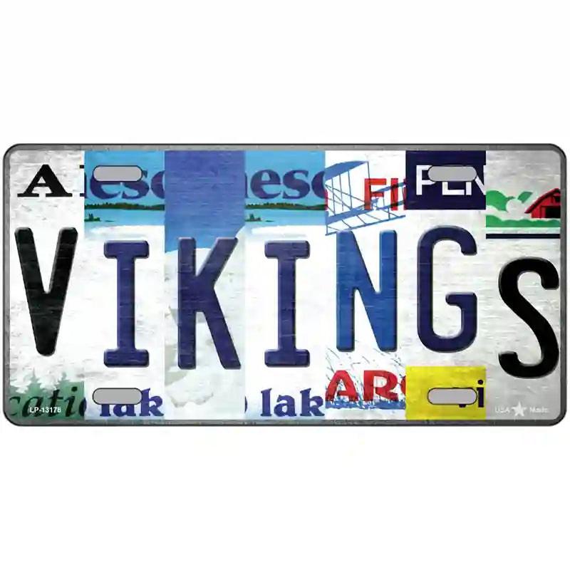 Vikings Strip Art Novelty Metal License Plate Tag 24" x 12" (LLP)