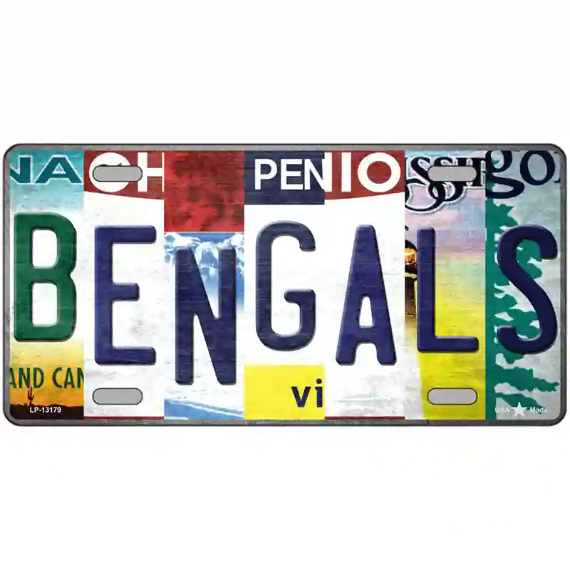 Bengals Strip Art Novelty Metal License Plate Tag 24" x 12" (LLP)