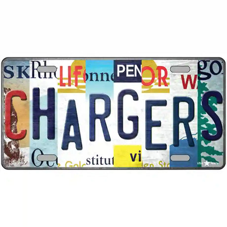 Chargers Strip Art Novelty Metal License Plate Tag 24" x 12" (LLP)