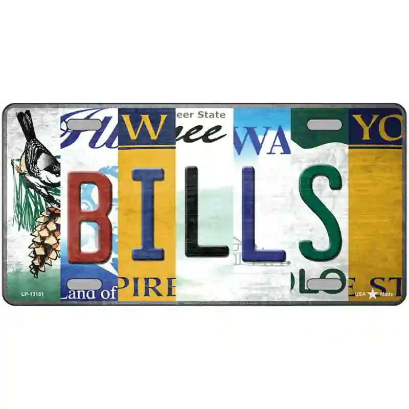 Bills Strip Art Novelty Metal License Plate Tag 24" x 12" (LLP)