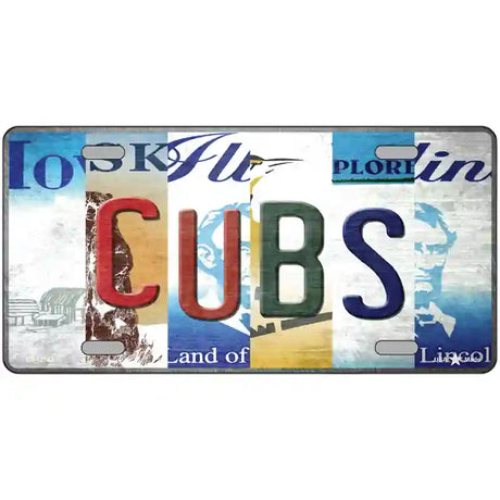 Cubs Strip Art Novelty Metal License Plate Tag 24" x 12" (LLP)