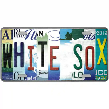 White Sox Strip Art Novelty Metal License Plate Tag 24" x 12" (LLP)