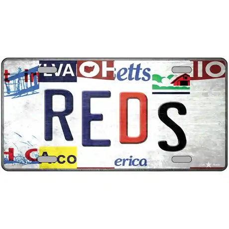 Reds Strip Art Novelty Metal License Plate Tag 24" x 12" (LLP)