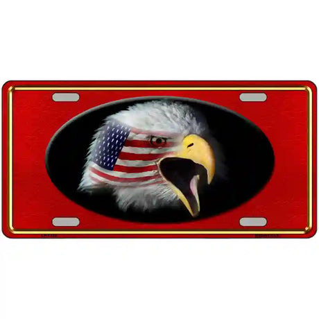 American Flag Eagle Red Novelty Metal License Plate 24" x 12" (LLP)