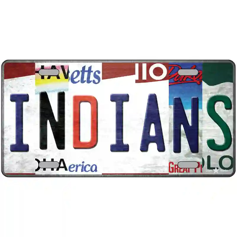 Indians Strip Art Novelty Metal License Plate Tag 24" x 12" (LLP)