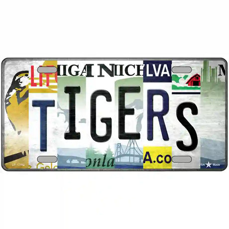 Tigers Strip Art Novelty Metal License Plate Tag 24" x 12" (LLP)