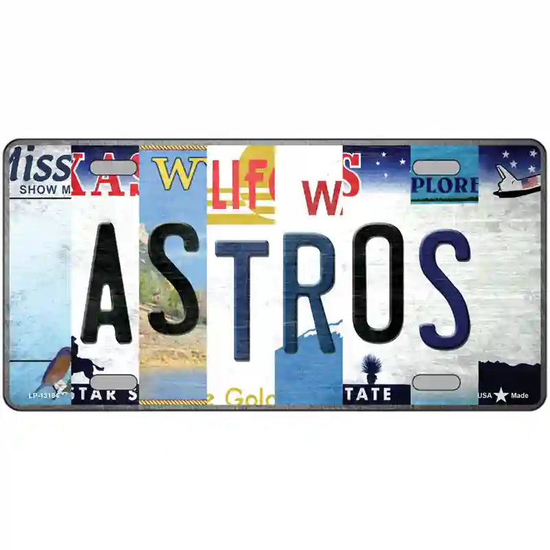 Astros Strip Art Novelty Metal License Plate Tag 24" x 12" (LLP)