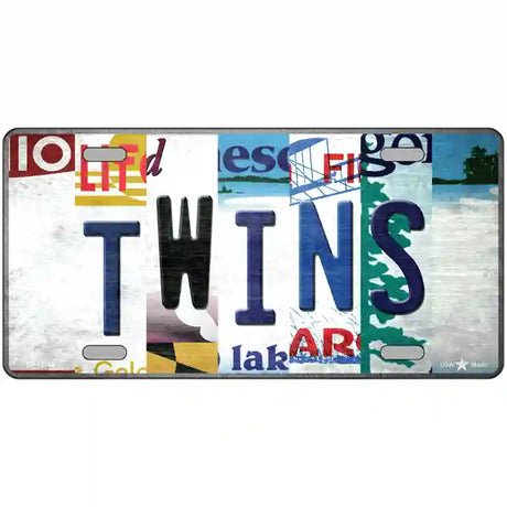 Twins Strip Art Novelty Metal License Plate Tag 24" x 12" (LLP)