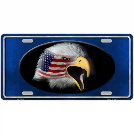 American Flag Eagle Blue Novelty Metal License Plate 24" x 12" (LLP)