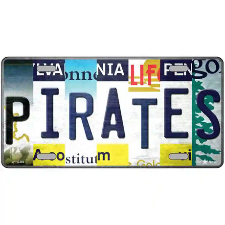 Pirates Strip Art Novelty Metal License Plate Tag 24" x 12" (LLP)