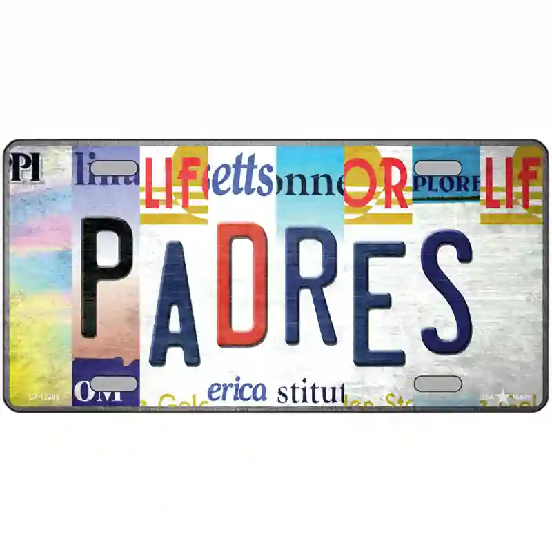 Padres Strip Art Novelty Metal License Plate Tag 24" x 12" (LLP)