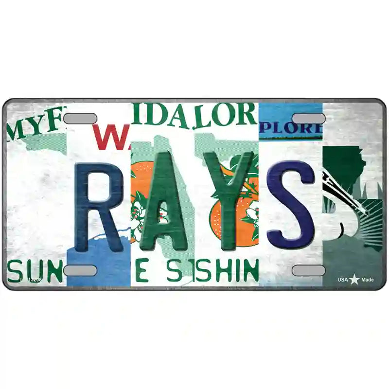 Rays Strip Art Novelty Metal License Plate Tag 24" x 12" (LLP)