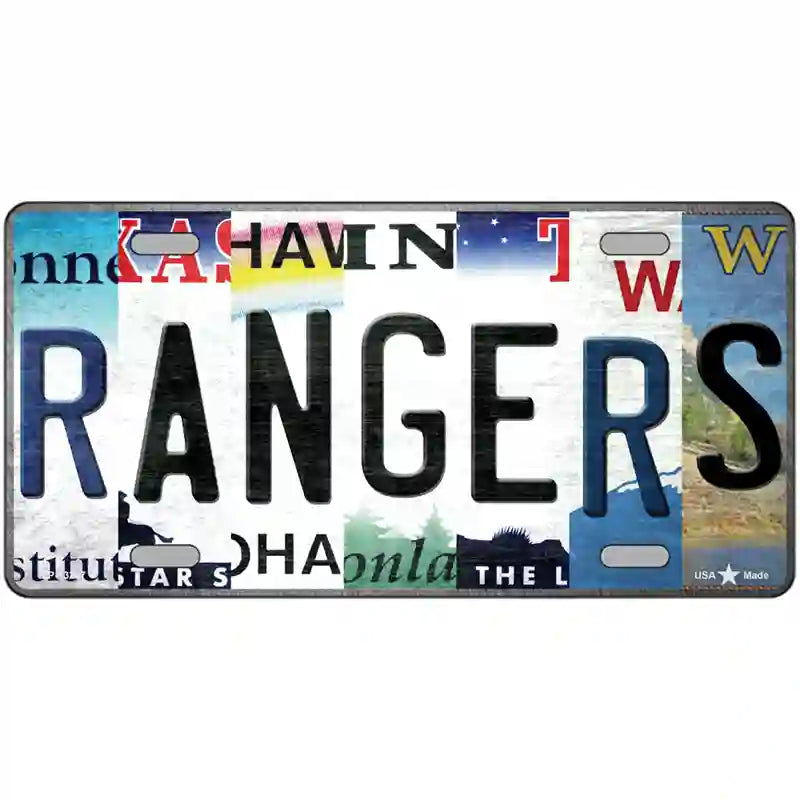 Rangers Strip Art Novelty Metal License Plate Tag 24" x 12" (LLP)