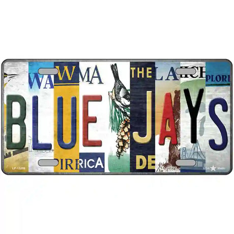 Blue Jays Strip Art Novelty Metal License Plate Tag 24" x 12" (LLP)