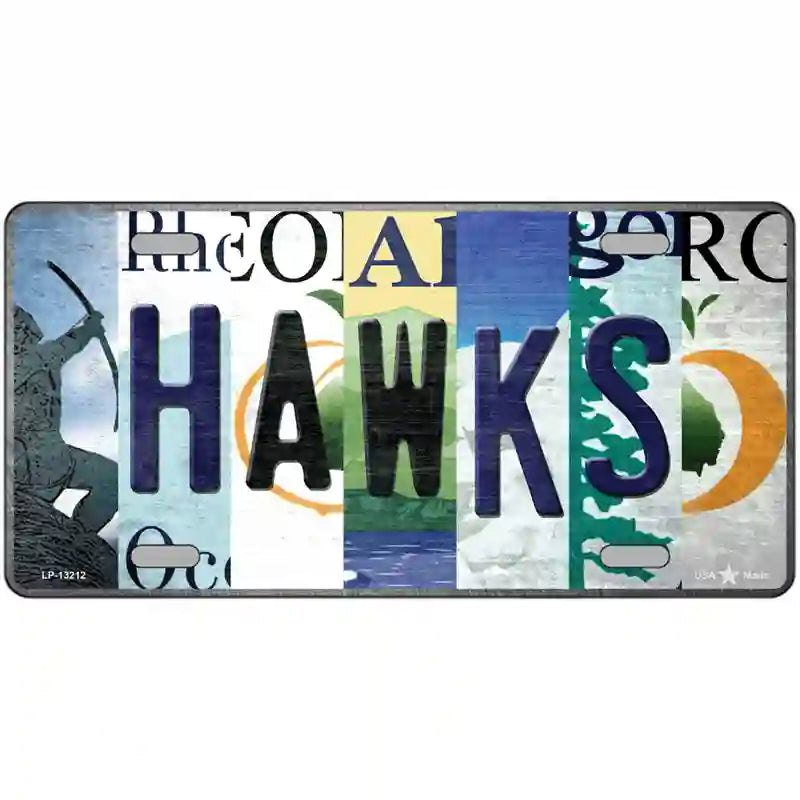 Hawks Strip Art Novelty Metal License Plate Tag 24" x 12" (LLP)