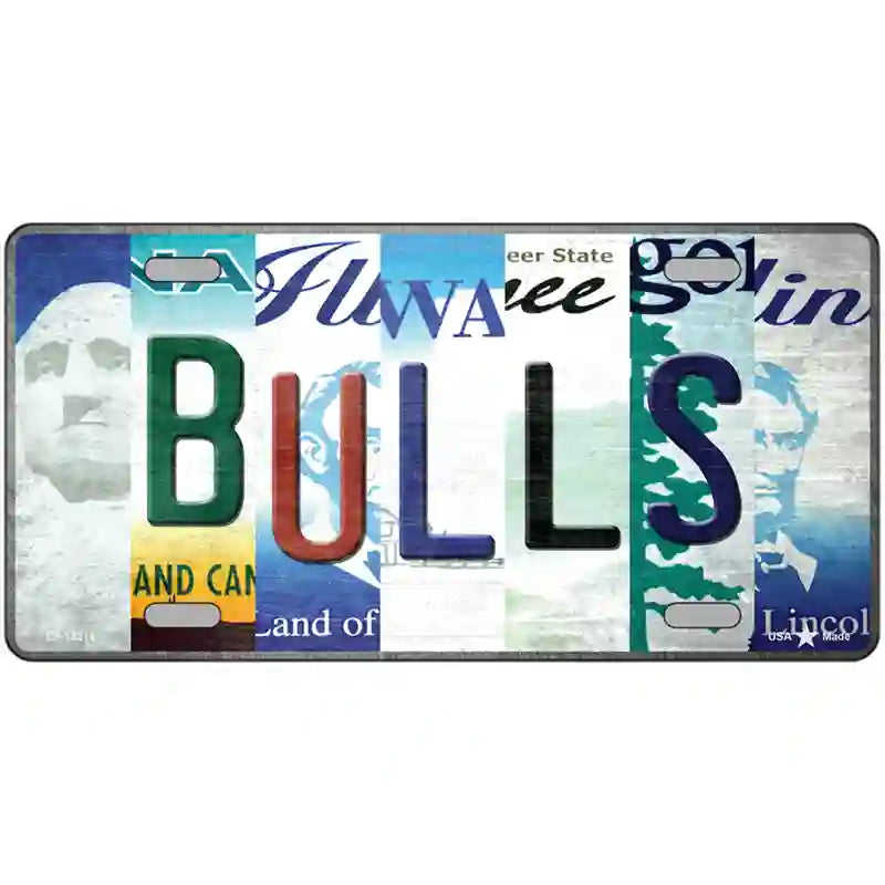 Bulls Strip Art Novelty Metal License Plate Tag 24" x 12" (LLP)