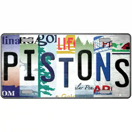 Pistons Strip Art Novelty Metal License Plate Tag 24" x 12" (LLP)