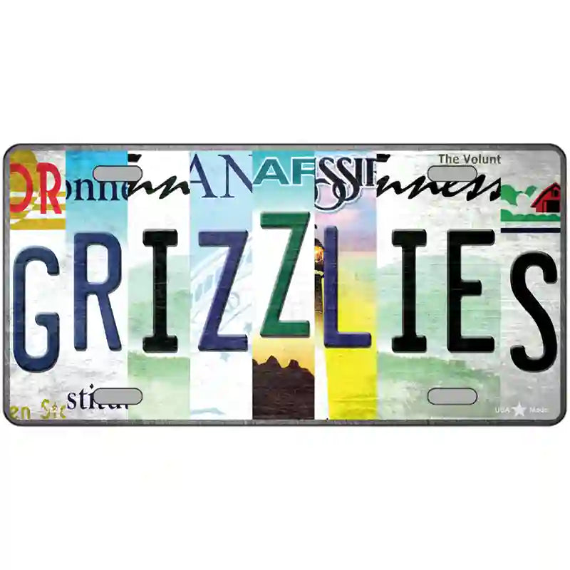 Grizzlies Strip Art Novelty Metal License Plate Tag 24" x 12" (LLP)