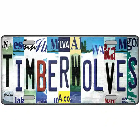 Timberwolves Strip Art Novelty Metal License Plate Tag 24" x 12" (LLP)