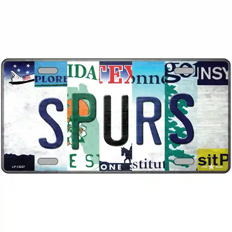 Spurs Strip Art Novelty Metal License Plate Tag 24" x 12" (LLP)