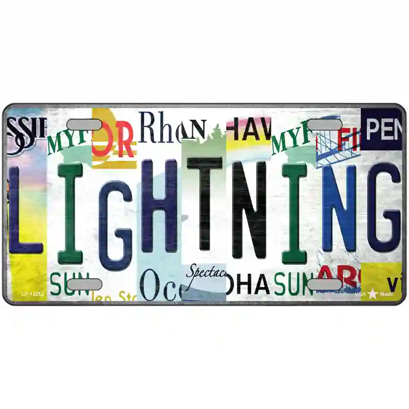 Lightning Strip Art Novelty Metal License Plate Tag 24" x 12" (LLP)