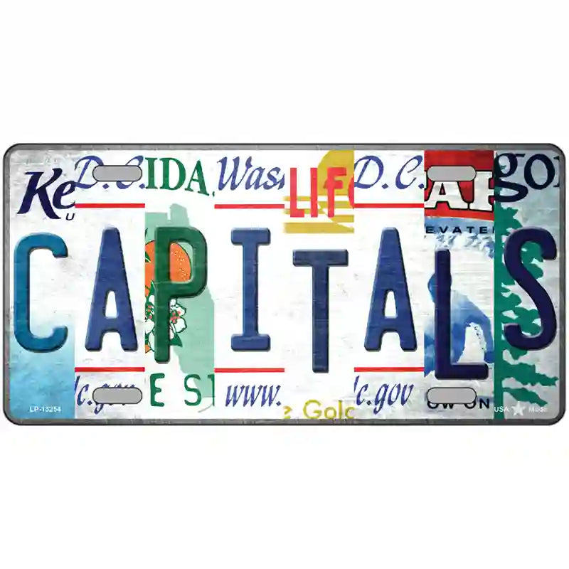 Capitals Strip Art Novelty Metal License Plate Tag 24" x 12" (LLP)