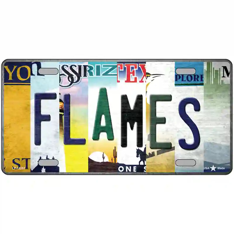 Flames Strip Art Novelty Metal License Plate Tag 24" x 12" (LLP)