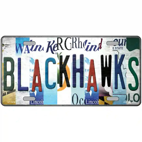 Blackhawks Strip Art Novelty Metal License Plate Tag 24" x 12" (LLP)